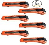 6pc ALAZCO Retractableユーティリティナイフ – プレミアムロック8ポイント18 mm Heavy Dutyステンレススチールスナップブレード