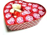 ありがとう を 伝える バラ と ベア ソープフラワー 薫る 香り もらって 嬉しい 母の日 父の日 バレンタイン ホワイトデー お祝い 事 に (レッド)