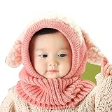 ウサギちゃん ニット帽子 赤ちゃん ニット帽 ベビー ＆ キッズ子供 用 かわいい 防寒 (ピンク)
