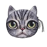 KCOR(クコル)猫フェイスポーチ 小銭入れ レディース アニマル ネコ 動物 ねこ ミニ 小物入れ 猫　猫のお顔　コインケース コンパクト　財布 レディース ミニ カードケース (C)