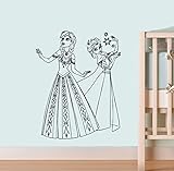Cartoon Walt Disney壁ポスタープリンセスAnna ElsaグラフィックFrozen壁ビニールデカールホーム内部装飾子供ルームステッカー子供部屋アートfz5