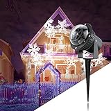 docooler 3W 4LED フィルムプロジェクタ 回転する 白いスノーフレーク ライト アウトドア IP44耐水性 パターン装飾ランプ クリスマス 風景庭園パーティー 結婚式用
