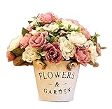 かなりの人工花シルクの花偽の花バスケットピンクピンク