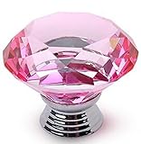 30 mmクリスタルガラスダイヤモンド形状キャビネット食器棚引き出しノブプルハンドルプルノブ用キッチン浴室キャビネットシャッター ピンク Other