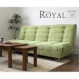 ソファーベッド 【3人掛け】 ファブリック布地 ハイバック仕様 『ロイヤル』 ブルー 青
