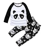 (ビグッド)Bigood 可愛い 長袖Ｔシャツ＋ロングパンツ 上下 セットアップ 赤ちゃん 男の子女の子 パンダ柄 ベビー服 上下 2点セット 出産祝い（70）