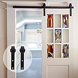 CCJH ドア用金具 平型 アンティーク スチール製 スライド型 物置の木製両開き式ドア用 カスタマイズ可 4FT for Single Door ブラック AAA04SFS