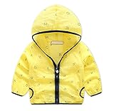 PANCY 子供服 春夏 日焼け防止 パーカー 女の子 男の子 キッズ 薄手 長袖 空調対策 ファッション 可愛い 笑顔柄 プリント 2色（イエロー/90＃）