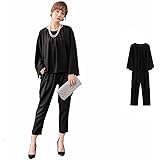 Amazon Acux エックス レディース パーティードレス パンツスーツ 結婚式 袖付き 3枚セット 夏 秋冬 3way セットアップ フォーマル ドレス イブニングドレス 通販