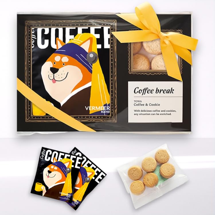 【 プチギフト 】ドリップコーヒー&クッキーのギフトセット プレゼント クッキー コーヒー 可愛い (SET, 柴犬)