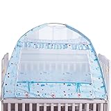 ベビー蚊帳 通気性 蚊や虫の侵入を防ぎ 真夏の夜も安眠 蚊帳 カヤ ベビー用品 可愛い 折畳み 高品質 組立式 虫除け (ブルー)