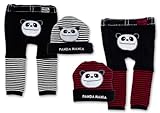(パンダマニア)PANDA MANIA 【PANDA MANIA】 パンダマニア 丸編み スパッツ ボーダー柄 帽子付き 80cm/90cm/95cm 95 レッド
