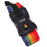 ダイヤルロック付きスーツケースベルト ラゲッジチェッカー ダイヤルロック デジタル液晶 レインボー 最大40kg