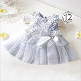 M.Z.L　子供ドレス　 ピアノ発表会ドレス 女の子ドレス キッズドレス 結婚式　演奏会 卒園式　 リボン飾り　可愛いベビー用ヘアバンド　ヘアアクセサリー　付きます (60cm, グレー)