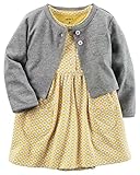 カーターズ Carter's カーディガン 半袖ロンパース ワンピース 2点セット グレーマスタード ベビー服 女の子(18months(78-83cm)) [並行輸入品]