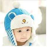 Ruleronline 韓版 防寒帽子 子供帽子 こぐま帽子 新生児帽子 ベビー 帽子 (ブルー)