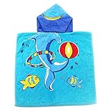 子供用 アニマルフード付き バスタオル ビーチタオル 動物柄 ポンチョ型 湯上りタオル ベビー キッズ 柔らかく 50cm*100cm 男の子 女の子 出産祝い プレゼント ギフト hibote ブル
