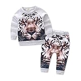 BoysコットンAnimal Tigerロングパンツ袖Tシャツセットベビーレジャー運動服 tag：80/6-12M イエロー 17726