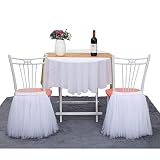(White 02) - Suppromo Gold Brim Fluffy Tutu Chair Skirt Slipcovers For Party,Wedding,Birthday Party 