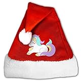 クリスマス サンタ帽 クリスマス プレゼント クリスマスツリー 飾り ユニコーン ベビー アニマル柄 イラスト プリント スタイル サンタクロース キャップ サンタクロースキャップ 仮装 Medium