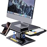 モニター台 卓上 パソコン モニタースタンド 卓上 PCモニター台 モニタースタンド 無段階高さ調整(145-165mm) 人間工学ディスプレイスタンド パソコン台机上台 高さ調整 ノブの高さ調整 ABS製 耐荷重22kg 組立不要 机上台 滑り止めパッド付き パソコン、ノートパソコン、プリンター、テレビなどに適し ブラック