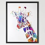 Dignovel Studios 8X10 Giraffe Watercolor print Animal Wall decor Children Boy Girl Kids Baby Room Nu