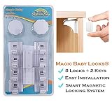 安全磁気キャビネットロック – 設置が簡単 – 必要なツール – Baby Proof – 8ロック+ 2キー – 引き出し、戸棚、とドアにも