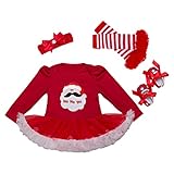Zhhlinyuan 良質 Fashion 4 pieces Long sleeves Bodysuits Christmas Infant 赤ちゃん Girl Romper Tutu Dress O