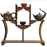 Newone 中国風 珍品棚　 アンティーク風 飾り棚　小棚　木製シェルフ　収納ラック　茶器　オブジェ　ニッチ (Size-1301)