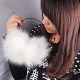 Happy WillホワイトFuzzy冬耳マフEarmuffイヤーフラップ耳カバーEarwarmerレディースガールズwithスタイラス