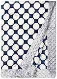 Bacati Navy Ikat Dots with Border Plush Blanket, Navy/Grey, 30 x 40 by Bacati