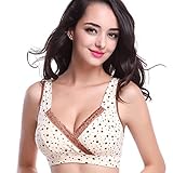 (セブンシティー) 7city マタニティ ブラジャー 授乳用 ノンワイヤー ドット (M/34, イエロー＆ドットB)