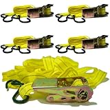 ( 4 ) pack- Ratchet Tie downs-1 " Wide X 15 ' Long – ナイロン帯ひもCargoストラップwith Sフック