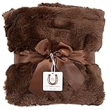 Max Daniel LuxeチョコレートBunny Baby Blanket – 両面 – Pipedエッジ