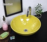 信楽焼　8カラーから選べる 洗面ボール　【黄色 手洗い鉢（中型）　tr-3189】洗面鉢　洗面器　洗面シンク　洗面ボウル　洗面台　手洗い　手洗い器　陶器洗面　陶器　焼き物　しがらき焼　おしゃれ　オシャ