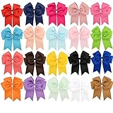 GBATERI 20 Pack Baby Girls 15cm Big Large Jumbo Cheer Hair Bows Clips Boutique Grosgrain Ribbon Alli