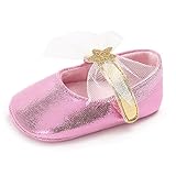 (カエルフロッグ)ベビーシューズ　女児　可愛い　レース蝶結び　王女靴　女の子　スター　スパンコール　マジックテープ付き靴　ソフトラバー靴　結婚式　PUレザー　ピンク　12-18ヶ月に対応靴　春　夏　秋