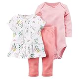 (カーターズ) Carter's 女の子 新生児 3ピースチュニック&パンツセット マルチカラー 9M(身長67-72cm) [並行輸入品]