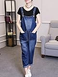 (マリア)MARIAH サロペット デニム ゆったり　オールインワン レディース ダメージデニムオーバーオール 美脚 ダメージスキニー ジーンズ サルエル パンツ ズボン カジュアル マタニティ