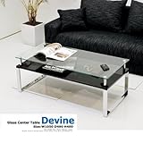 105幅センターテーブル 8mm強化ガラス 飛散防止シート ブラック クロムメッキ 黒