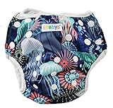 ベビーの水遊びにスイムパンツ　★赤ちゃんの水あそびに！洗って使えるので紙パンツよりとっても経済的でかわいいので大人気 (Navy Ocean Life)