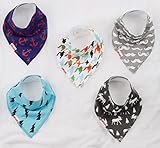 Danha Baby Bandana Teething Bib for infants and toddlers - set of 5 organic cotton drooling bib (boy