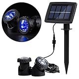 Lixada 12 LEDsソーラーパワードライト 水中ランプ 光センサー プロジェクターライト ガーデン プール 池 庭 水中スポットライト 屋外照明