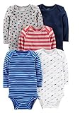Newborn Blue/Red/Gray Simple Joys by Carter's Baby Boys 5-Pack Long-Sleeve Bodysuit (Blue/Red/Gray, 