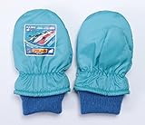 ワッペンを押すと「ピコピコ」とかわいい音が鳴る♪【プラレール】キッズ　キャラクター笛付きミトン手袋　トドラーサイズ　ターコイズ