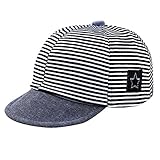 AMAA ベビー　帽子　コットン　縞柄　星付く　日焼け　防止　キッズ　子供　ハット (ネイビー)