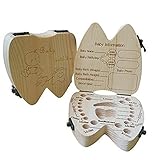 COCODE Wood Milk Tooth Keepsake Box Baby Children Save Teeth Storage Holder [並行輸入品]