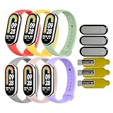[ExtraFortunato] 6+3+3セット Xiaomi Mi Smart Band 8 対応 バンド 保護フィルム 替えバンド 交換ベルト ストラップ (グレー、パープル、イエロー、抹茶グリーン、レッド、ピンク)