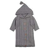 ベビー おくるみ　赤ちゃん シュラフ　ブランケット　タオルケット　寝袋　フード付き　快適　柔らかい (グレー)