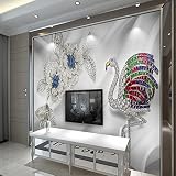 Sproud 大規模なカスタムの壁紙 3D を 3D の贅沢なダイヤモンドのクレーンの花の宝石類のテレビの背景の壁リビングルームは家の装飾 430 Cmx 300 Cm
